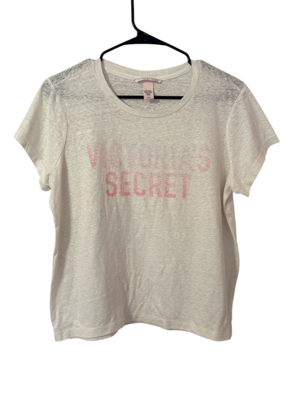 Victoria Secret White & Pink Graphic Logo Short Sleeve